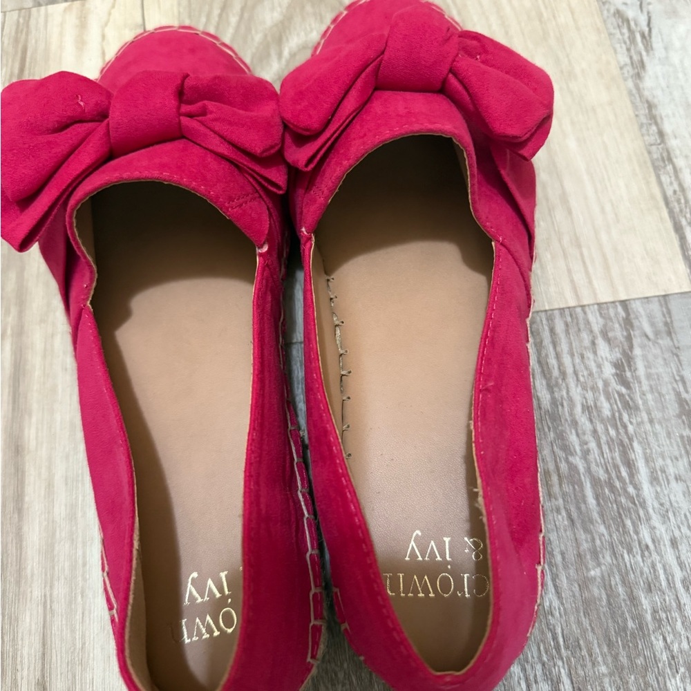 Crown & Ivy Women's Fiona Bow Espadrille Flats Fuschia 8.5 - Picture 4 of 5